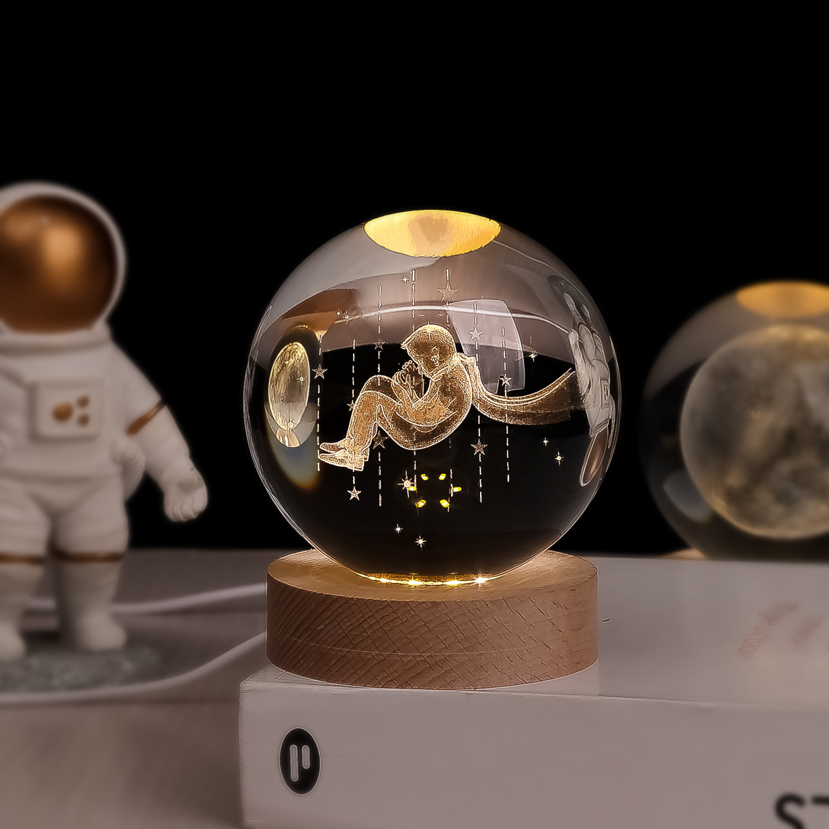 Lámpara Nocturna de Bola de Cristal 3D de Cristal Blanco, Grabado 3D e Iluminación LED, para Decoración y Regalo de Cumpleaños image 23