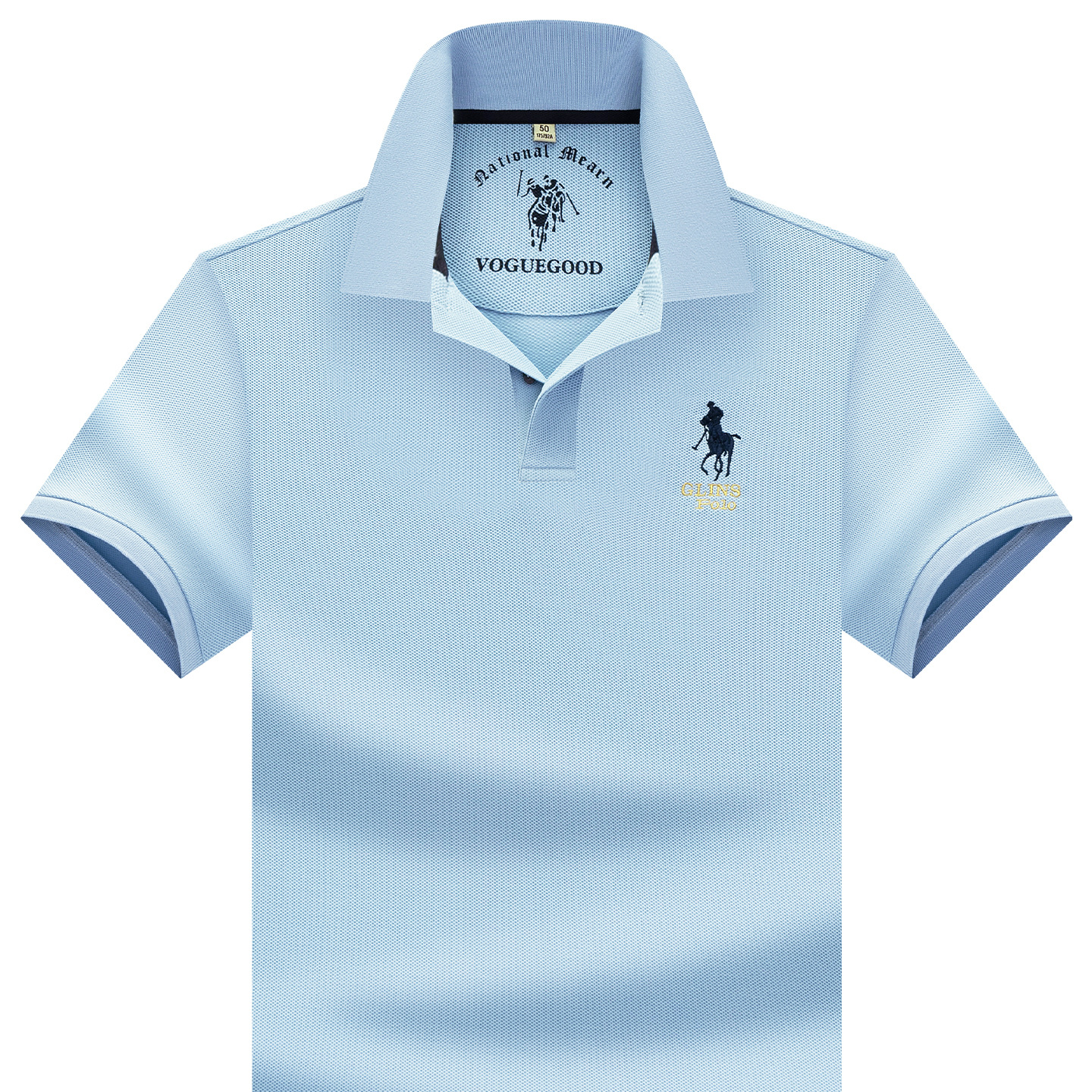 Light Luxury High-End Casual Versatile Solid Color Short-Sleeve Polo Shirt with Simple Exquisite Embroidery for Men