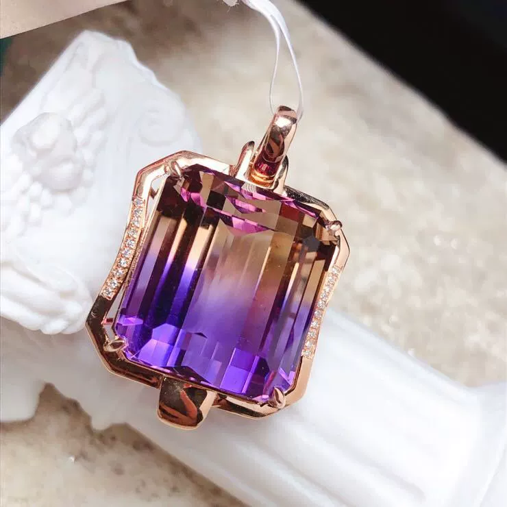 Производитель ювелирных изделий DIY 18K золото инкрустированные натуральный аметист кулон основной камень: 25,85 карат