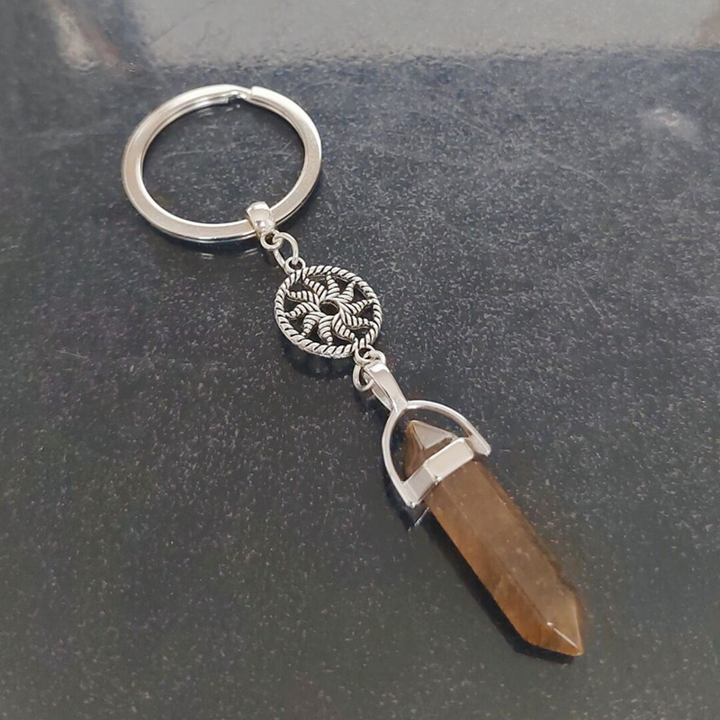 Comercio exterior nuevo 3D Cristal de loto columna hexagonal llavero moda regalo creativo bolsa colgante