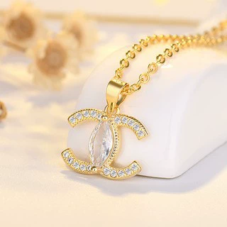 Golden necklace with letters, chain
