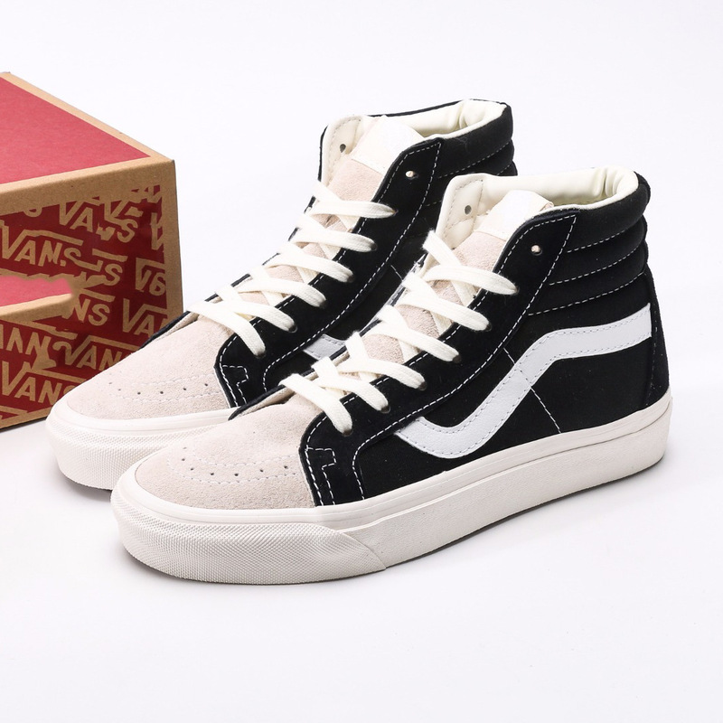 Vans Sk8-Mid Branch Line High-Top Canvas Shoes Spring and Summer Suede Street Skateboard Shoes Men and Women Black and White Sneakers Retro Vans Sk8-Mid Branch Line High-Top Canvas Shoes Spring and Summer Suede Street Skateboard Shoes Men and Women Black and White Sneakers Retro