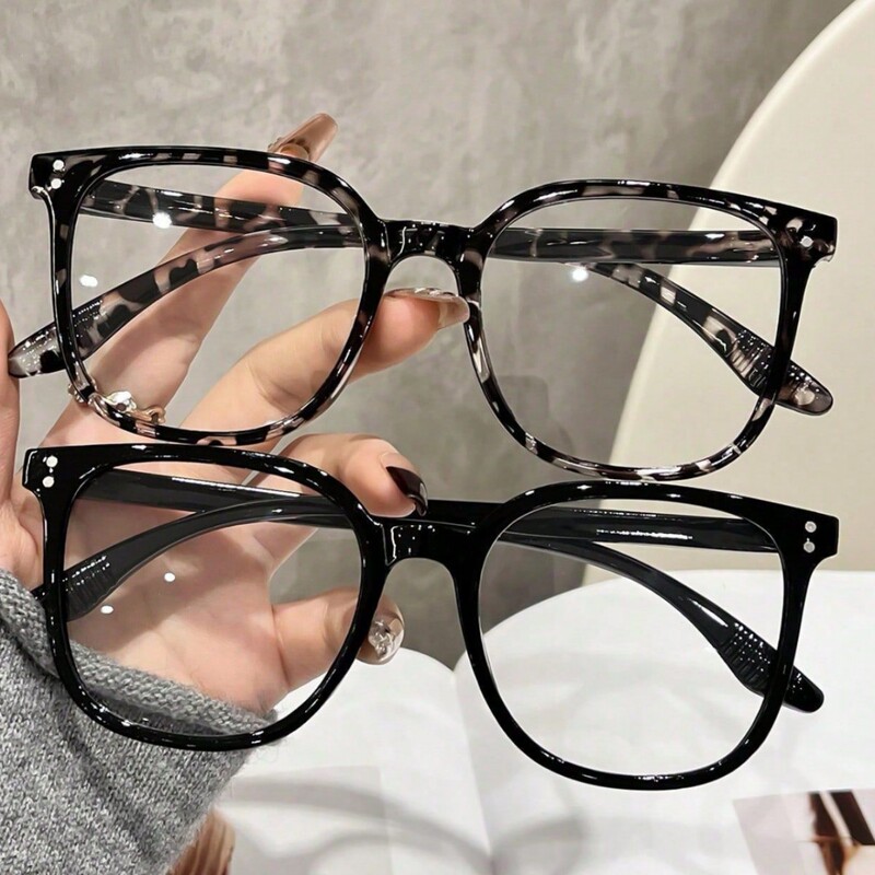Square Frame Glasses for Women, Black Frame, Anti-Blue Light Glasses, Student Fashion Versatile Decorative Eyeglass Frames