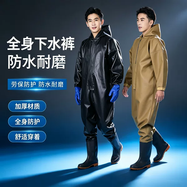 Direct from the manufacturer: Full-body waterproof pants for fishing, waterproof wading clothes, fishing full-body pants with built-in rain boots