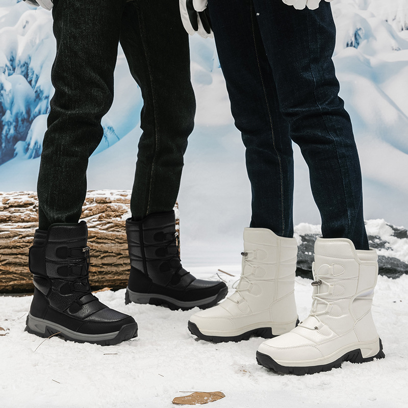 2024 nuevas botas de nieve transfronterizas de tamaño grande para hombres y mujeres, zapatos de algodón grueso, zapatos al aire libre antideslizantes, botas cálidas y resistentes al frío