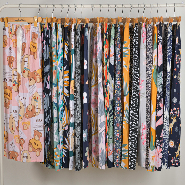 Women's cotton pajama pants/pajamas, thin style, suitable for summer, spring and autumn, loose fit, long style, new style, wide-leg pants for home and air conditioning.