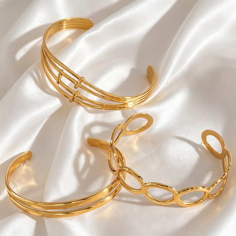 Cross-border best-selling stainless steel bracelet, adjustable open-style bracelet for women, high-end C-shaped oil-pressure bracelet, trendy jewelry