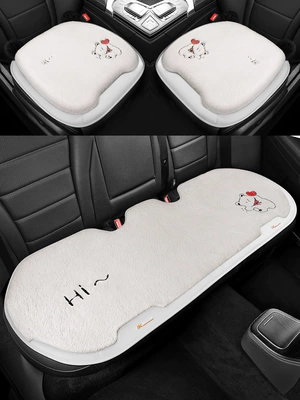 Wool pad, Elevated Seat Cushion Thickened Plush - square-pad-snow-mountain-white-three-piece-set