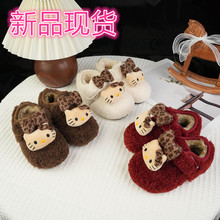 女童棉鞋2025冬季儿童毛毛鞋可爱KT猫加绒加厚保暖小童勃肯鞋软底