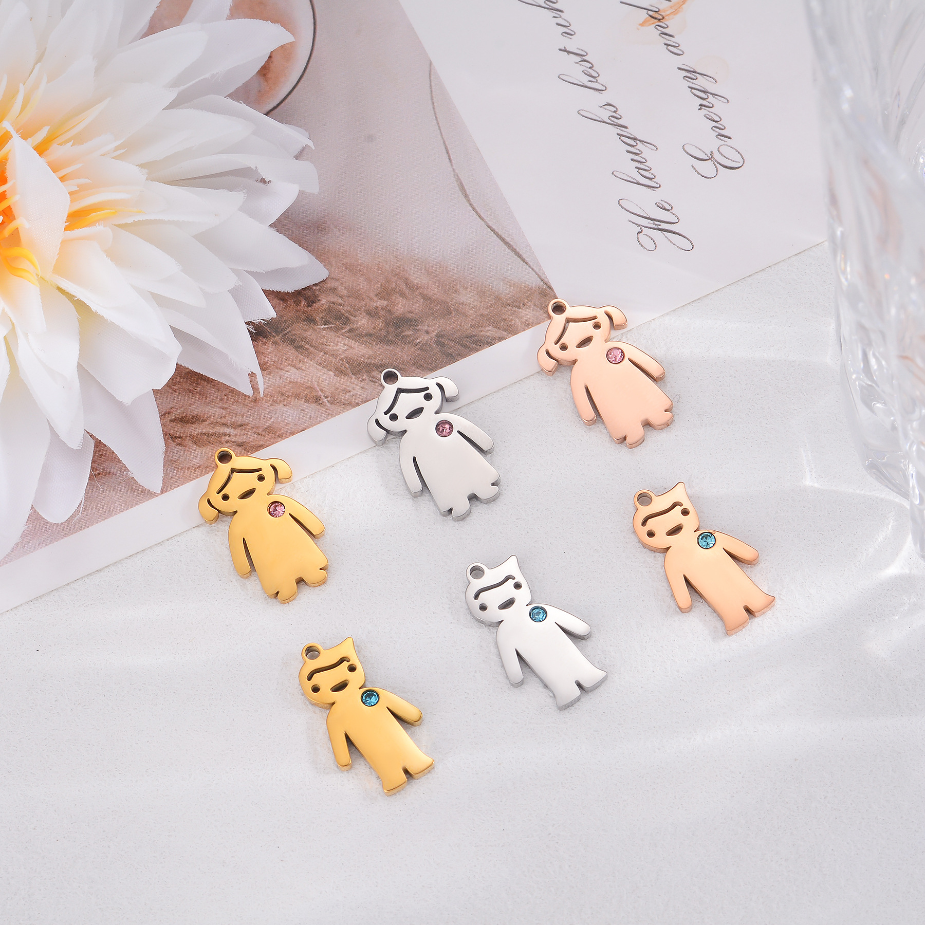 Stainless Steel Sweet Couple Tag Boys and Girls DIY Bracelet Necklace Jewelry Accessories Boys and Girls Necklaces