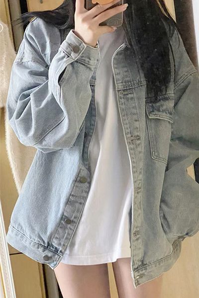 牛仔外套女学生韩版宽松休闲牛仔衣服百搭小众大码女装浅蓝色夹克