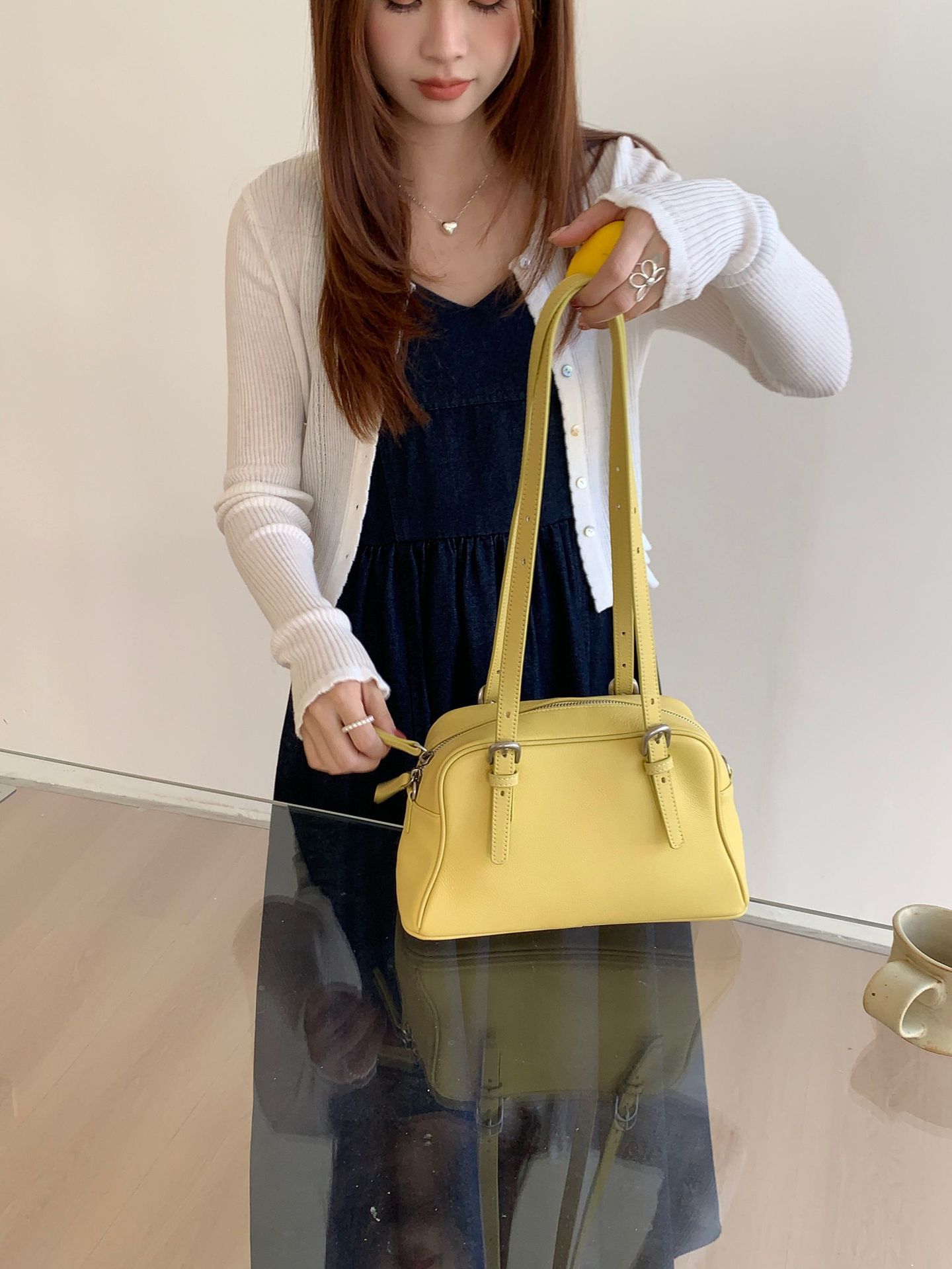 Top Grain Cowhide Bowling Underarm Bag For Women 2026 New Large Capacity Commuter Shoulder Handbag Crossbody Tote - Thumbnail 7