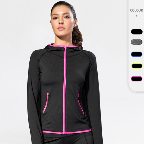 Women's autumn and winter sports jackets, fitness yoga training and running, color-blocked zipper hoodies, quick-drying jackets 8003