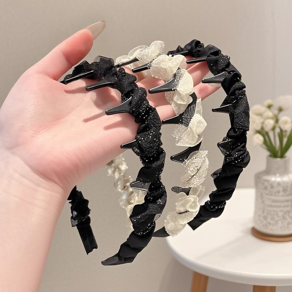 Pequeño hilo de malla fragante, peine de dientes, diadema para el lavado de cara, diadema para la cara, tarjeta de presión antideslizante de alta calidad, parte superior del cráneo alto, accesorios para el cabello de lujo ligero coreano