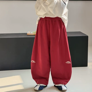棉小铺男童秋季卫裤儿童2026新款韩版刺绣纯色宽松运动童装长裤潮