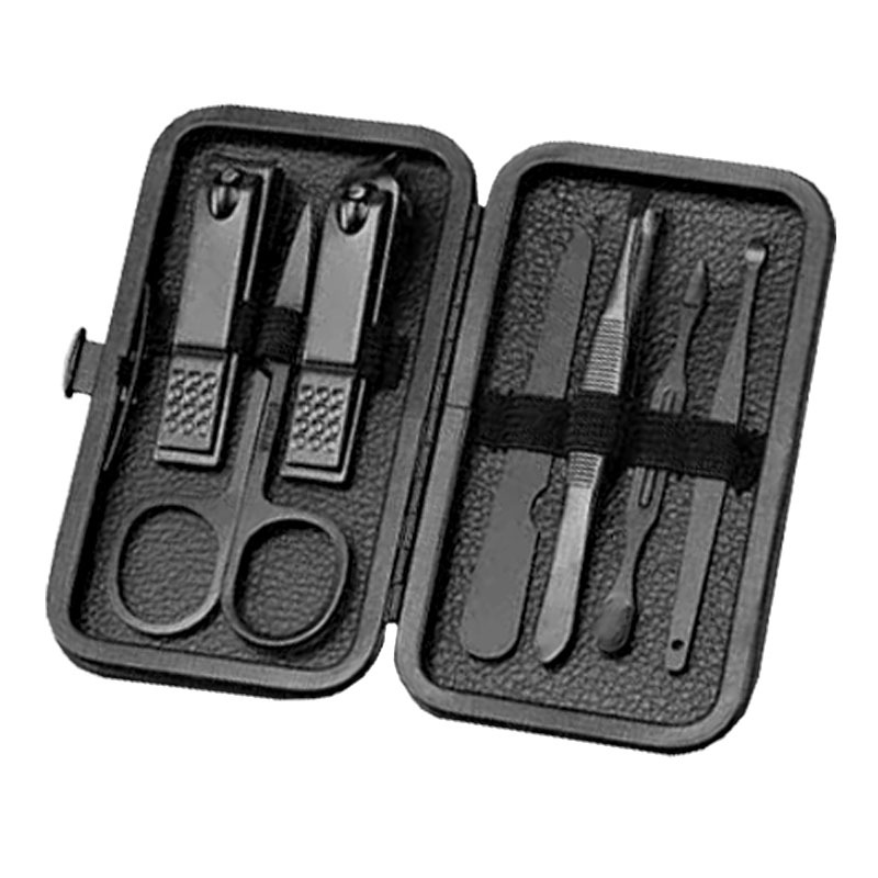 Juego de cortaúñas de acero inoxidable negro, cortaúñas para el hogar, juego de 24 piezas, clip para cejas, aguja para el acné, juego completo de herramientas para uñas