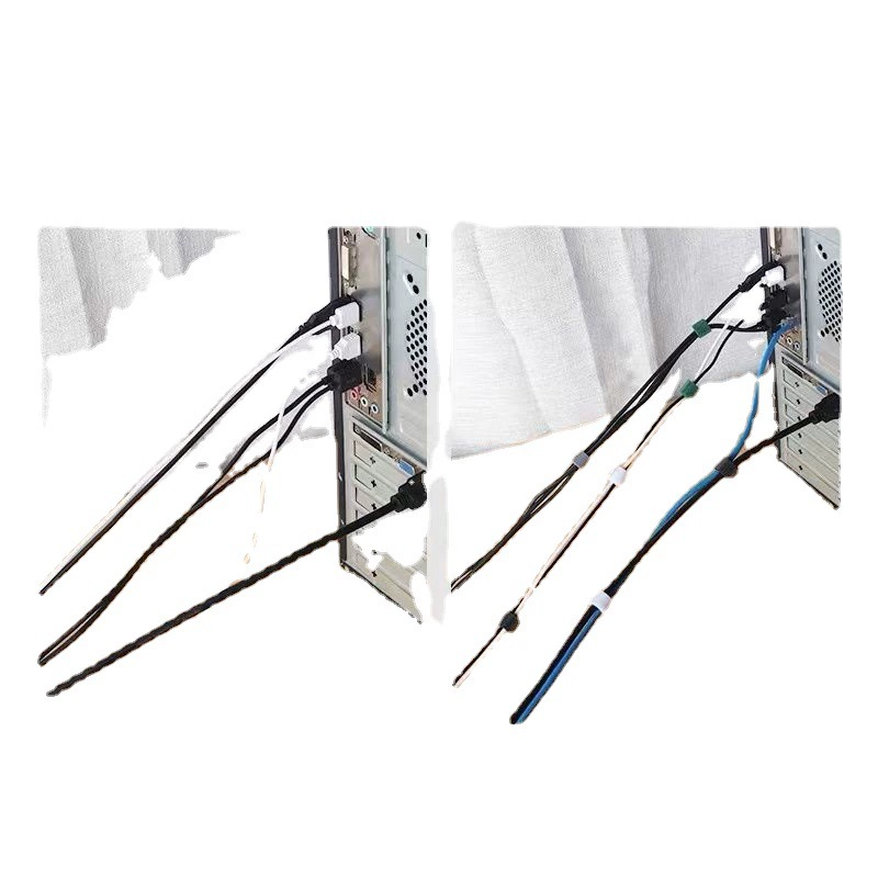 Cable ties with velcro, storage system, belt, stickers