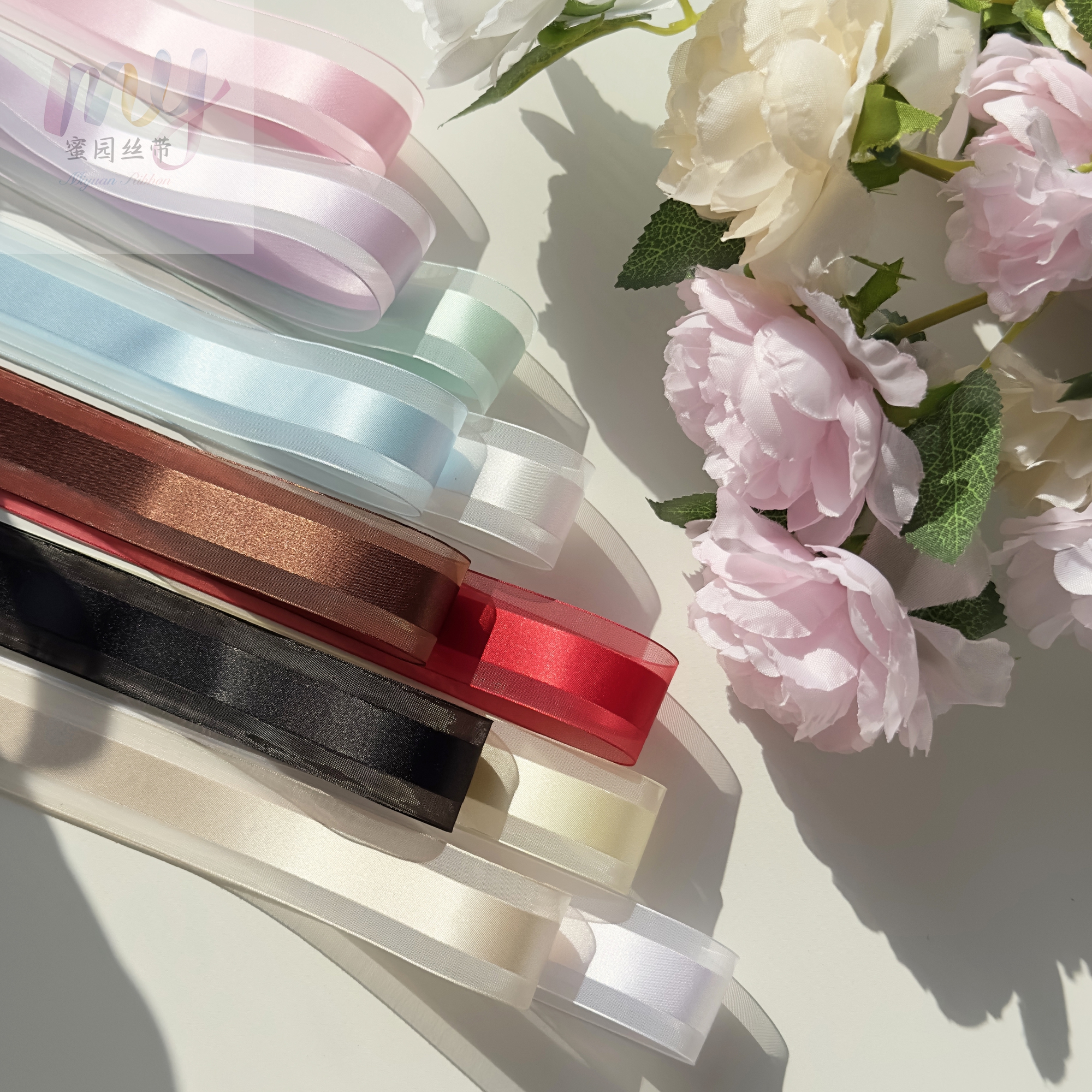25mm日本高光泽双边纱钻石缎面条纹纱洛丽塔蝴蝶结diy材料
