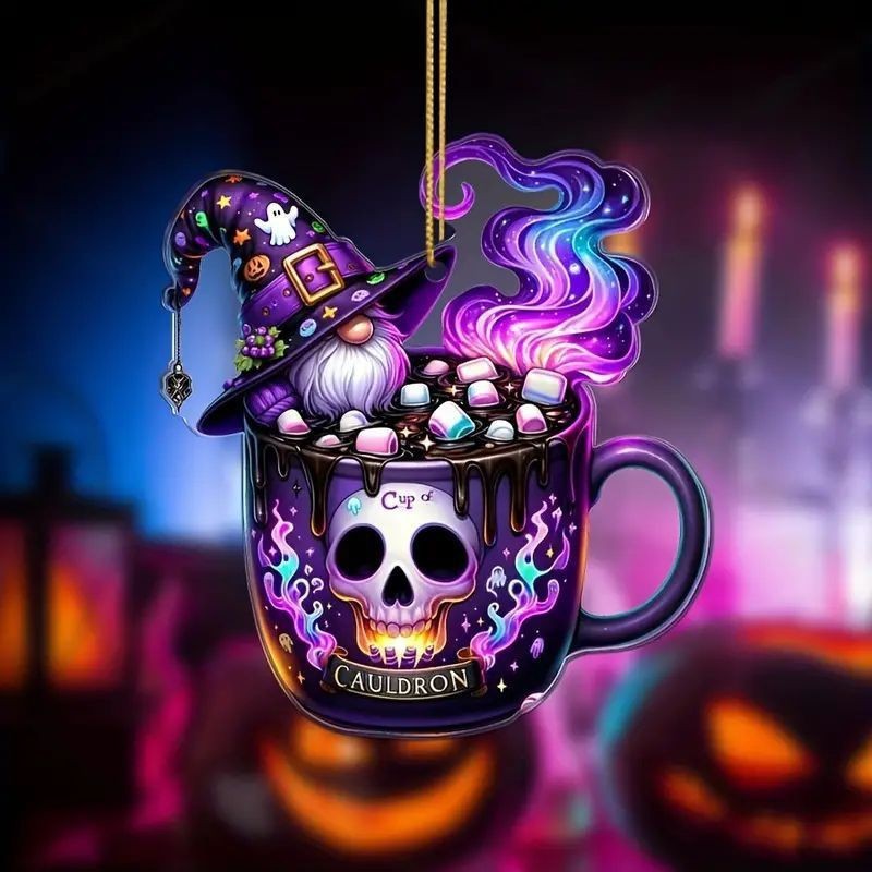 Ventas calientes de nuevo acrílico 2D calavera caramelo Halloween decoración colgante de coche image 1