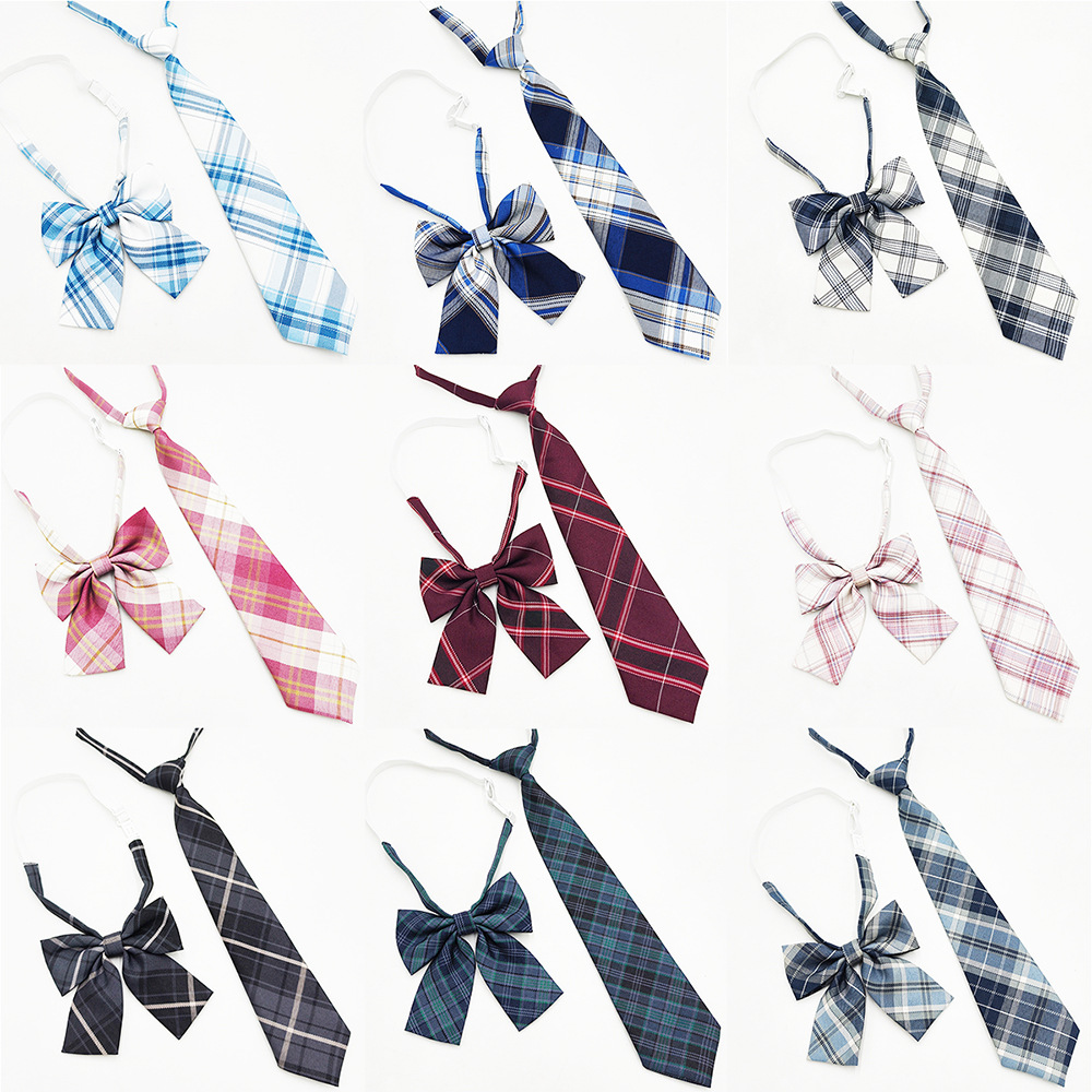 En stock japonés estilo universitario estudiante Plaid tie traje de marinero libre JK uniforme corbata pajarita para hombres y mujeres traje