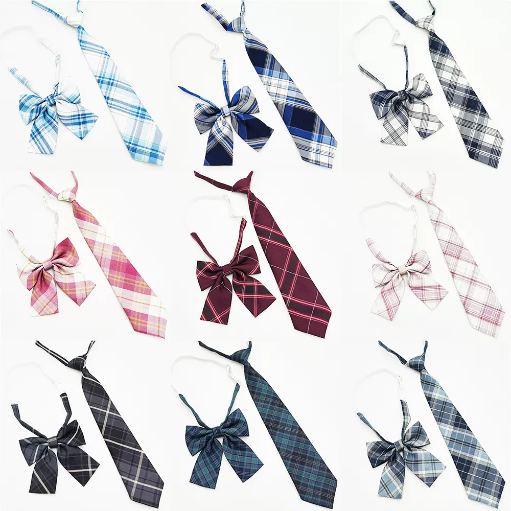 现货日系学院风学生格子领带免打 水手服JK制服领带领结男女套装