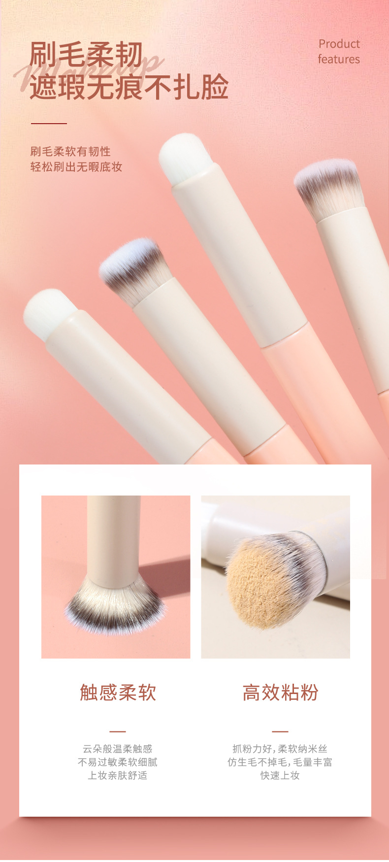 LMLTOP single-piece fine oblique head concealer brush, round head Lip brush, and smudging makeup brush SY601 are carefully selected Item Picture