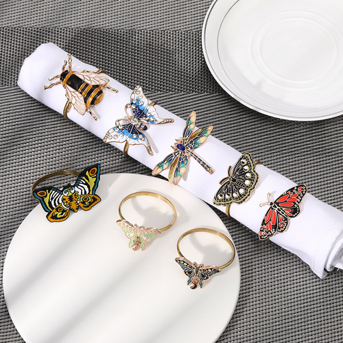 New Colorful Enamel Metal Butterfly Tablecloth Clip, Alloy Tablecloth Ring, Personalized Insect Series Tablecloth Holder