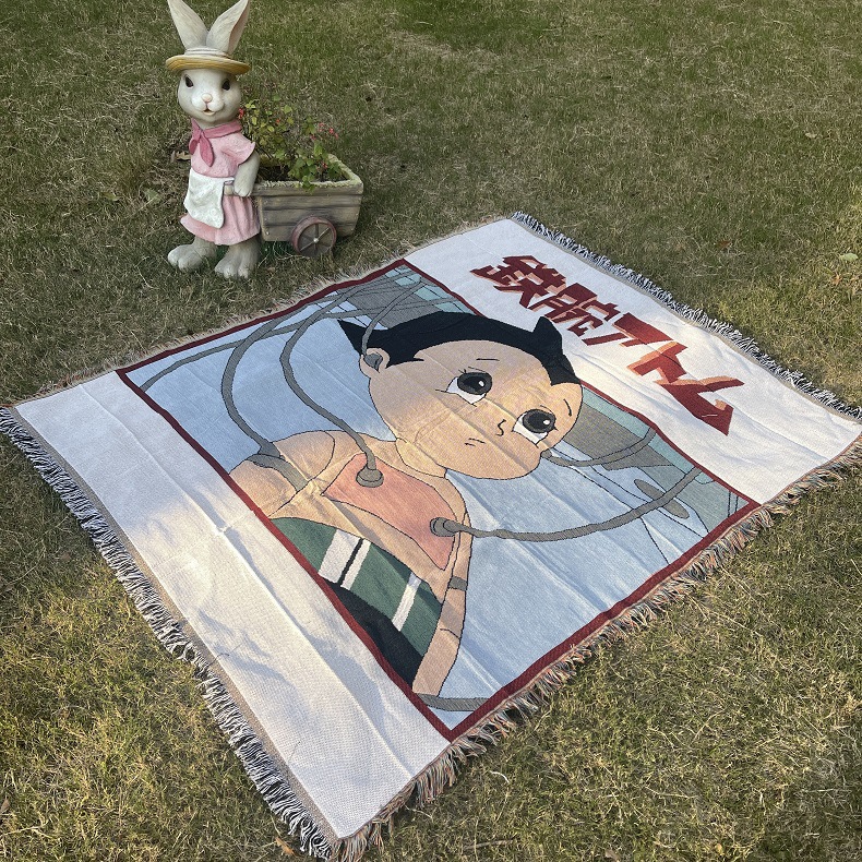 定制户外露营毯卡通动漫阿童木沙发垫盖布单人沙发毯野餐垫挂毯