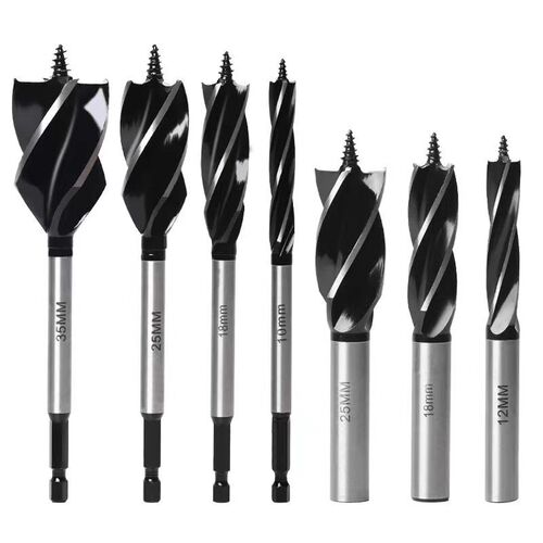 Drill bit for woodworking hole opening, specialized hand drill tool with hex shank, threaded, extended hole opener, factory wholesale