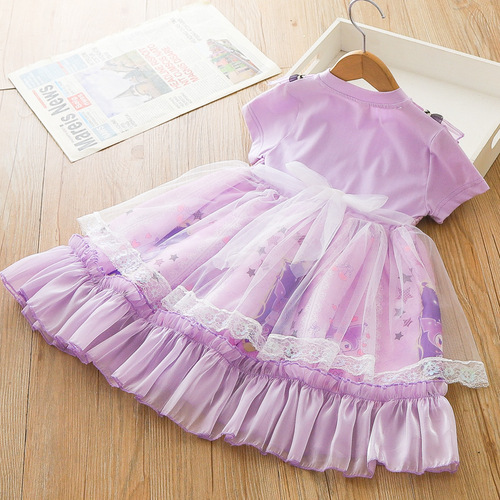 Kuromi 2024 summer new style girls dress Lolita princess dress lace tutu skirt birthday dress