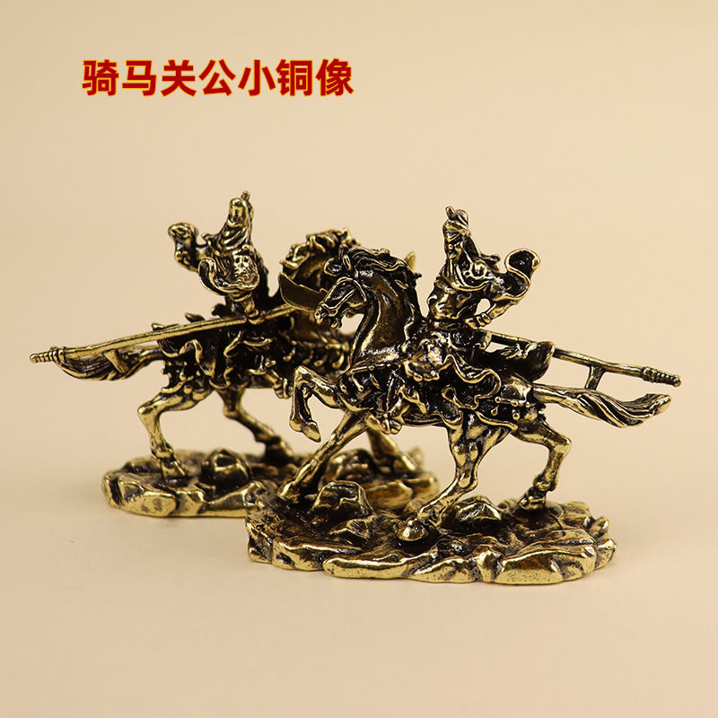 2025 Stalls Hot Commodities Carving Statues Horse Riding Guan Gong God of Wealth Buddha Statues Bronze Ornaments Town House Supplies