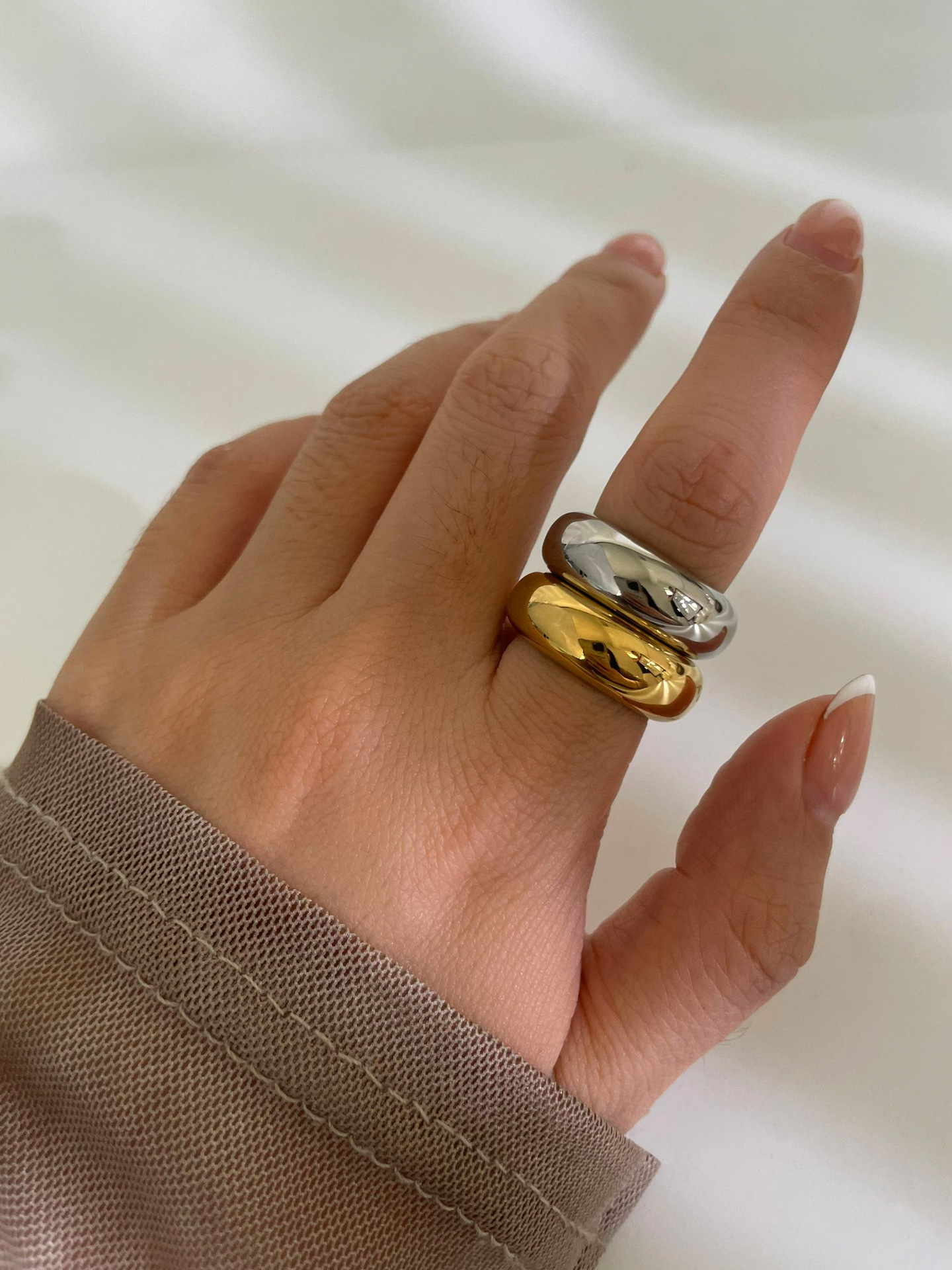 9g Weight 316L Stainless Steel  Geometric Solid Color Waterproof Non Tarnish Surgical Steel Modern Style Classic Style Rings For Women's