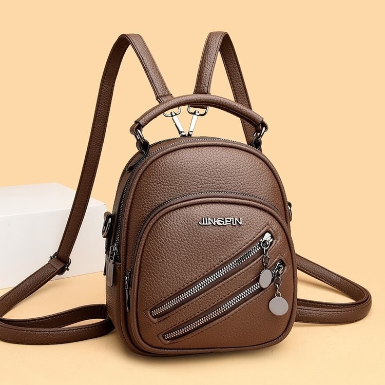 2026 textura transfronteriza mochila de cuero suave para chicas moda damas regalos prácticos bolsos de alta calidad de color sólido