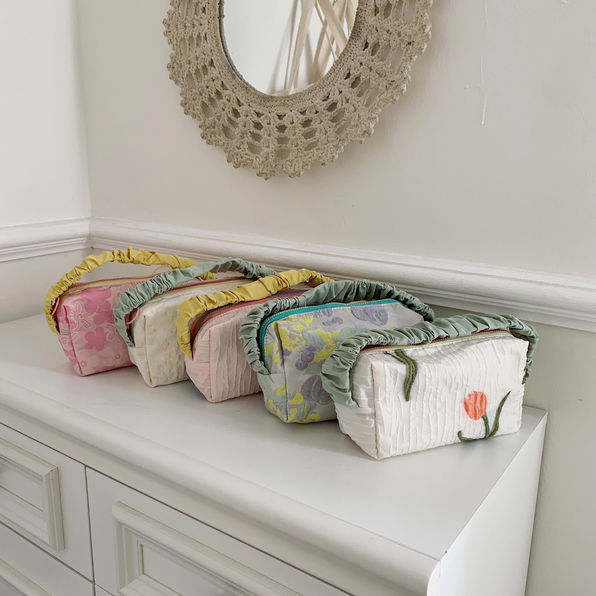 26143 textura fresca de gran capacidad estudiante bolsa de cosméticos embrague lienzo organización bolsa de almacenamiento portátil al por mayor