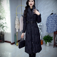 时尚休闲长款保暖棉衣2025年冬新款绣花气质修身显瘦棉服外套