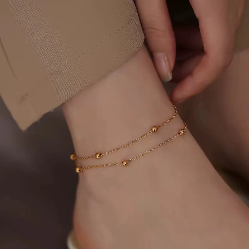 Stone-Free Inlay Material Simple Style Geometric Alloy Plating Anklet