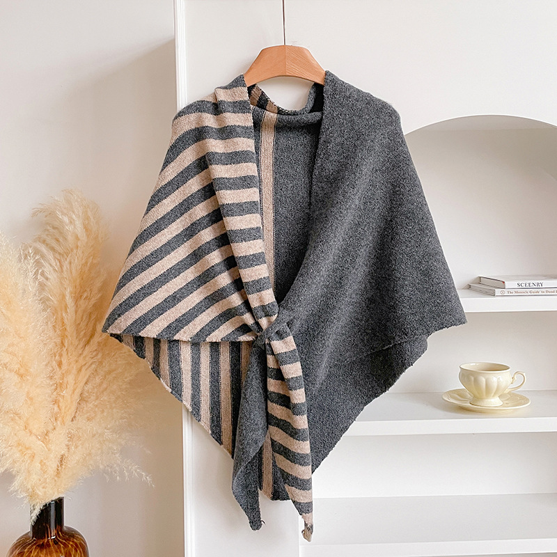 Bufanda Triangular de Lana Estilo Casual 2025 para Mujer, Calentador de Cuello para Otoño e Invierno, Chal Grande de Color Sólido para Habitaciones con Aire Acondicionado.