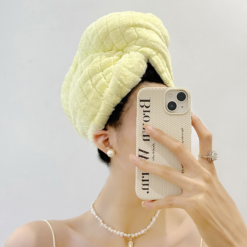 Internet celebrity plaid hair drying cap double-layer thickened women's strong water-absorbent and quick-drying new shower cap and turban hair scrubbing towel
