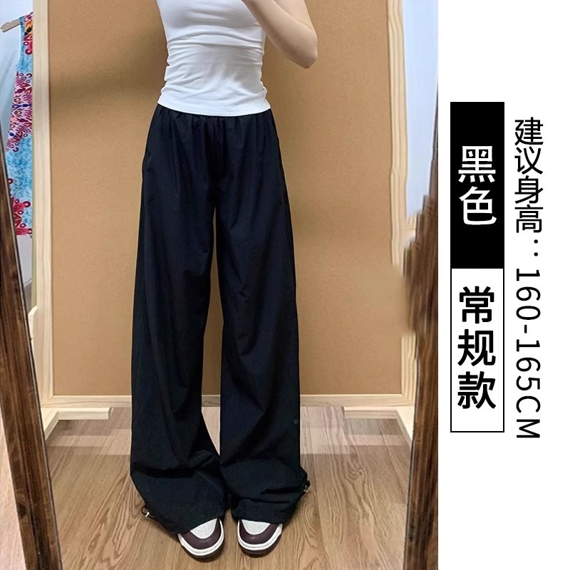 藏青色速干工装裤女2025夏季新款休闲直筒宽松百搭阔腿运动裤|undefined