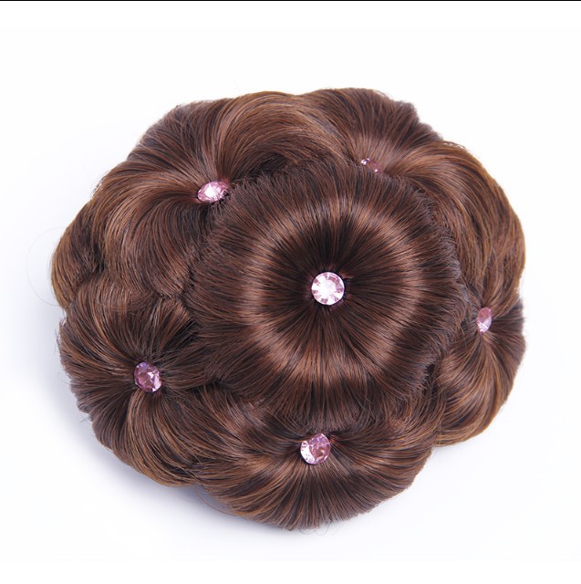 Fábrica al por mayor diamante nueve flor moño pelo clip peluca flor brote nupcial accesorios para el cabello updo pelo moño pelo bolsa en stock