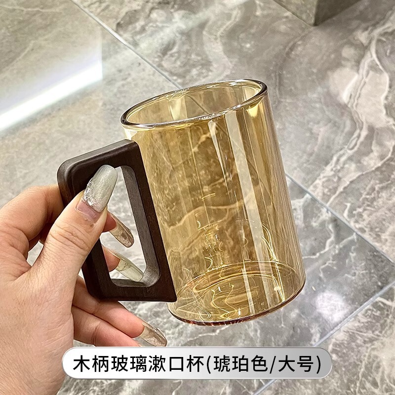 中式复古木柄高级感木质托盘刷牙杯漱口杯扩香器情侣对杯|undefined