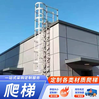 楼顶检修护笼爬梯定制污水井不锈钢直梯镀锌钢爬梯建筑外墙爬梯