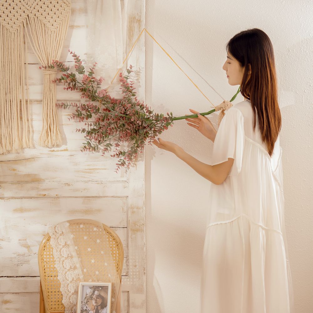 植絨尤加利金錢葉廠家假花仿真花家庭裝飾婚慶手捧花植物MW20207