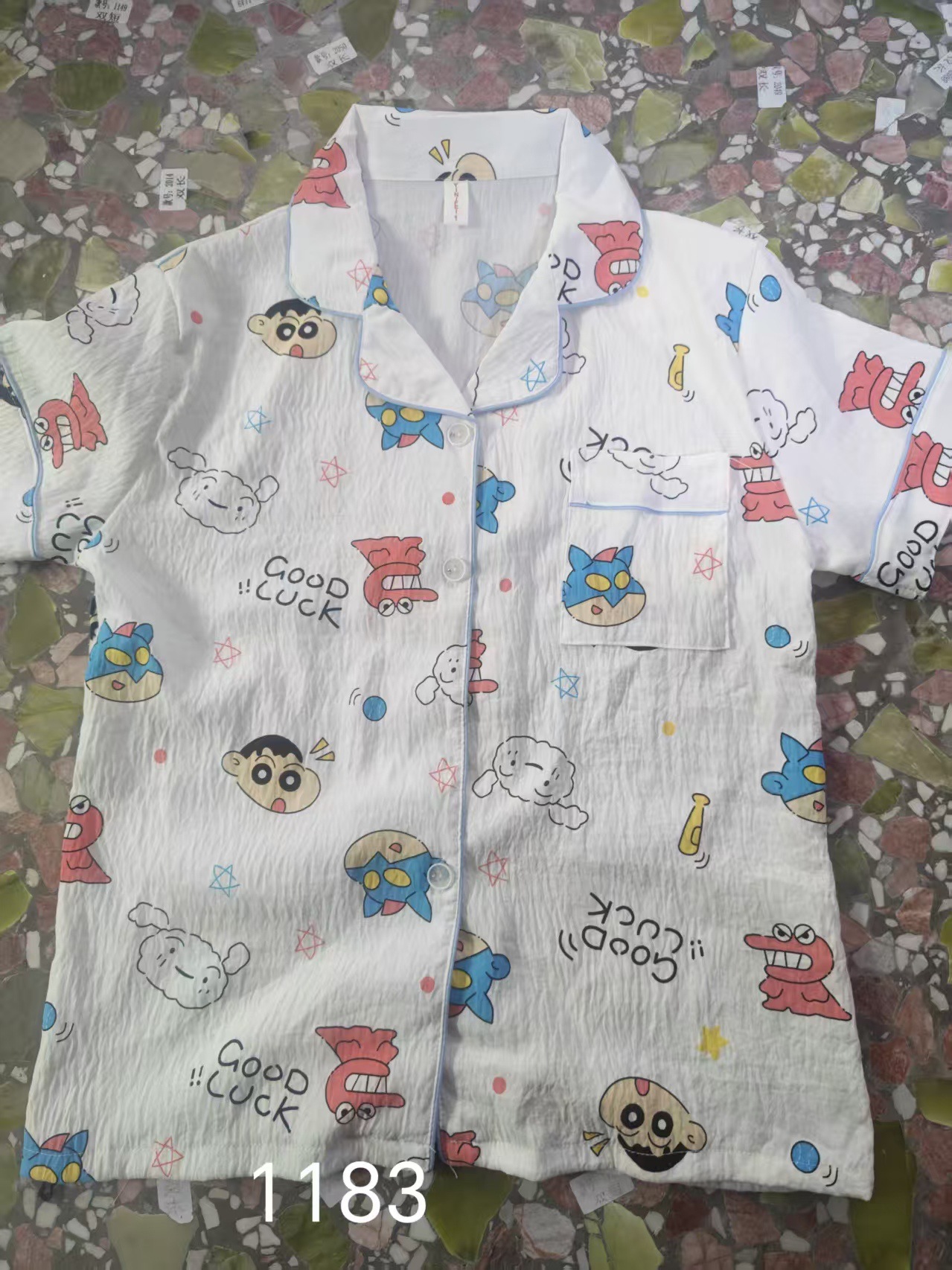 Al por mayor transfronterizo explosión de verano nubes cardigan solapa pijamas de niña dulce mangas cortas pantalones cortos set de ropa para el hogar