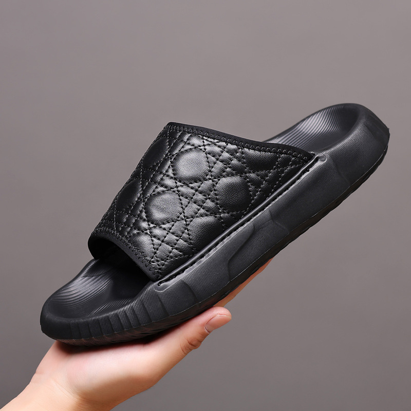 Verano de piel de oveja nueva zapatillas de hombre zapatillas de cuero zapatillas de hombre zapatillas de playa transpirables sandalias zapatos de hombre