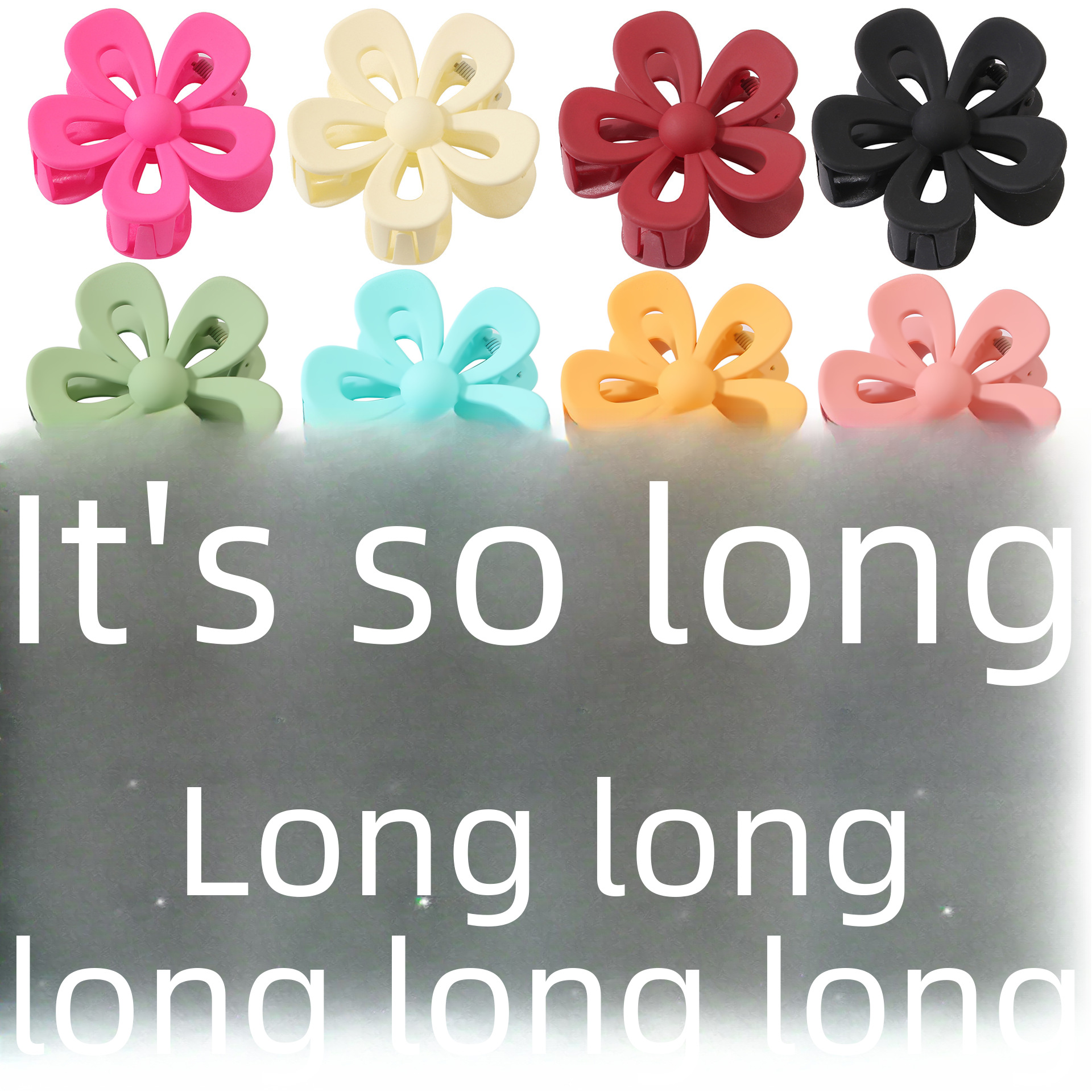 Uus õõnes suurte lilledega haaratsiklamber, jäätunud akrüülist haiklamber, naiste juukseklamber, seljaotsa haarats, hulgimüük_voghion.com