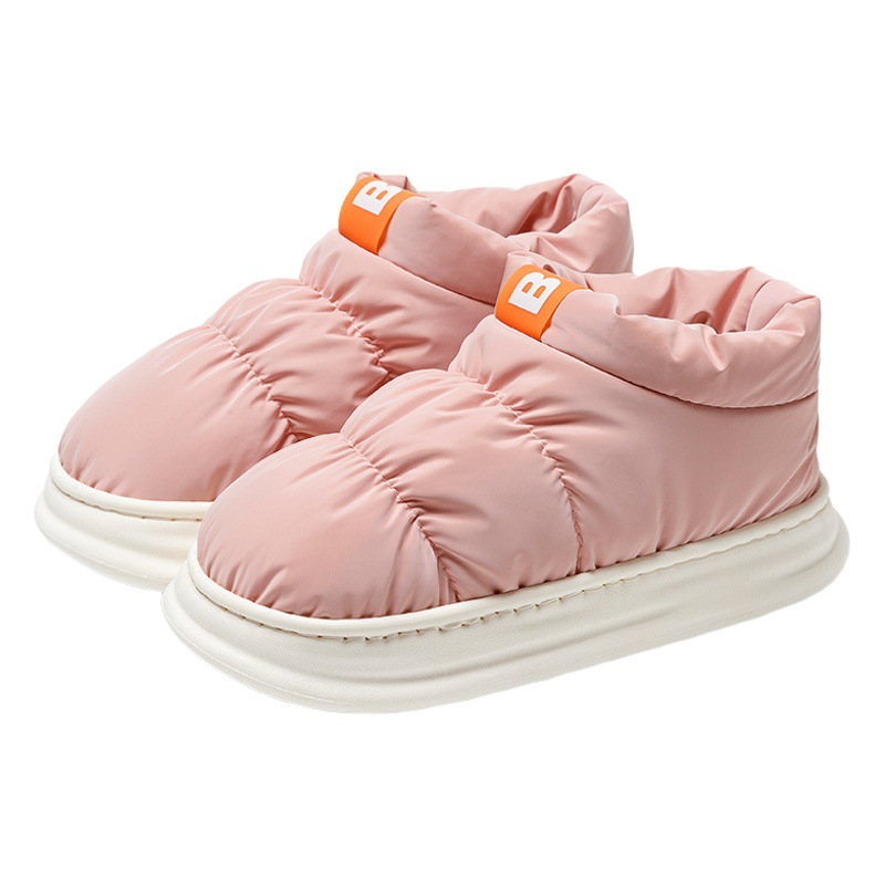 Zapatillas acolchadas de algodón para hombres, zapatos acolchados de algodón engrosados antideslizantes impermeables para el invierno, zapatillas acolchadas de algodón para el hogar de la pareja para el invierno