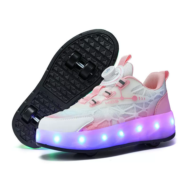 Детские Heelys для девочек, четырехколесные прогулочно-скользящие обувь для взрослых, автоматическое сжатие роликов для мужчин