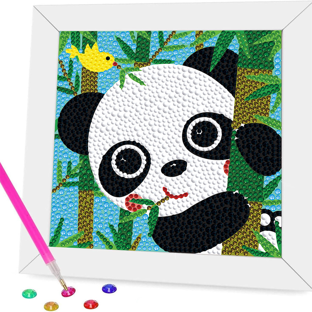 Nuevo kit creativo de pintura de diamantes DIY para niños, diseño de panda de dibujos animados, juguete de niña, pegatinas bonitas, pintura de diamantes completa, transfronterizo