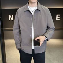 夹克男士春季2025新款宽松商务休闲衬衫长袖上衣短款简约翻领外套